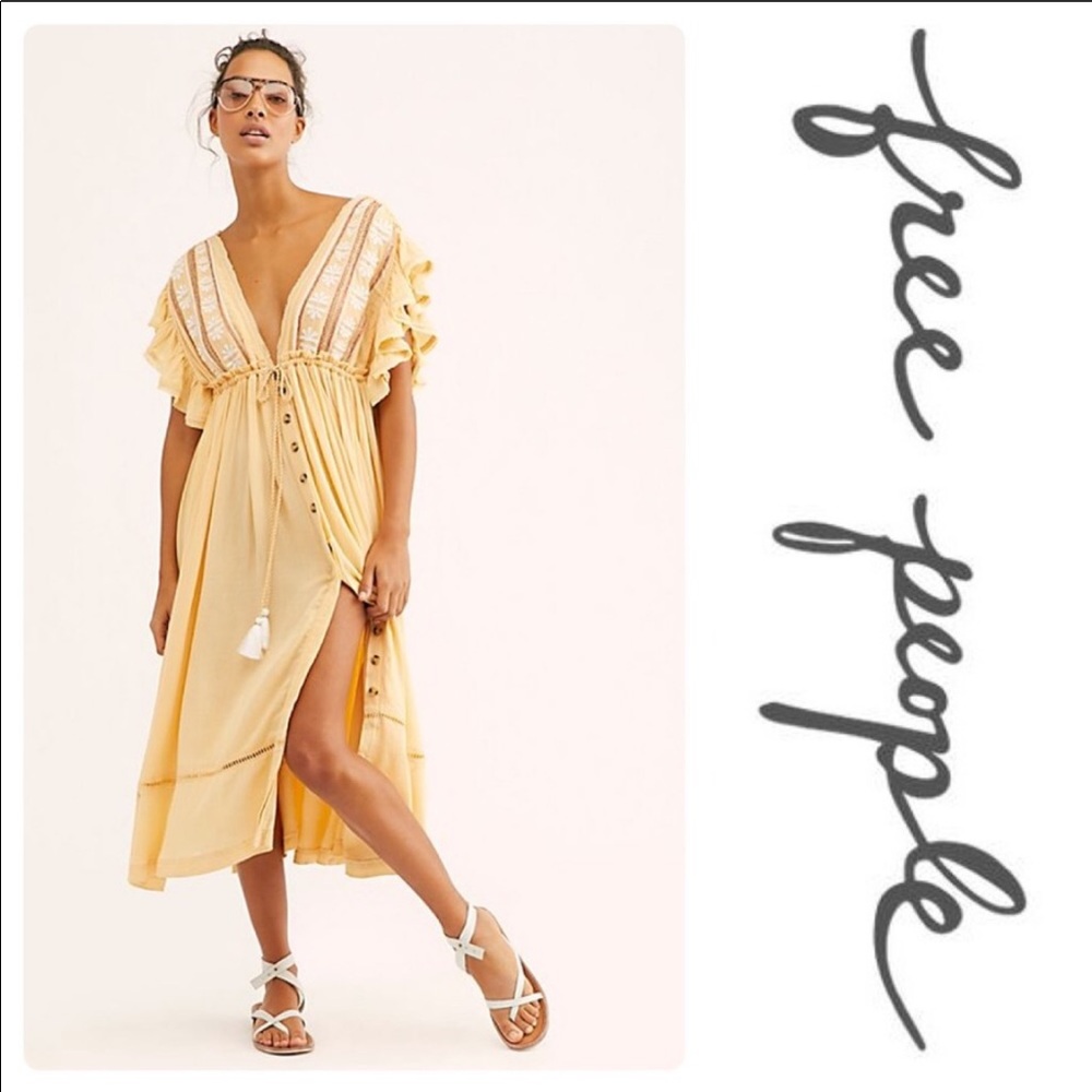 Free People Will Wait For You Embroidered Dress SM